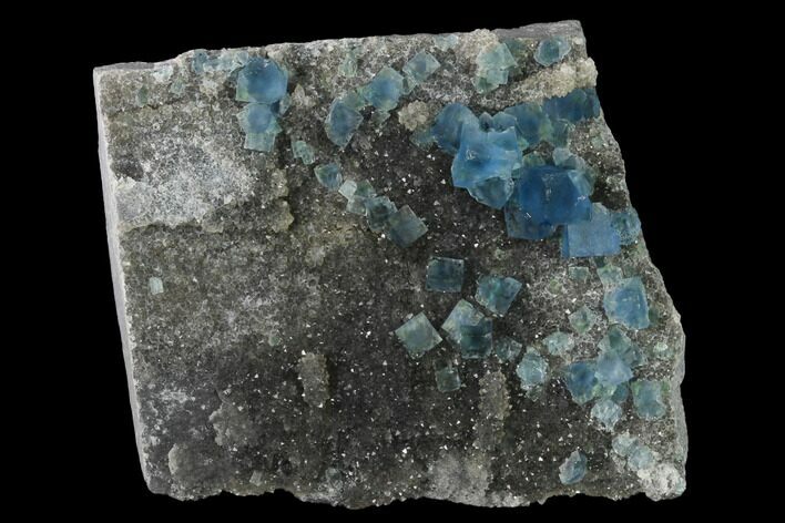 Blue Cubic Fluorite on Smoky Quartz - China #142377